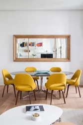 Mustard-colored chairs for the kitchen in the interior