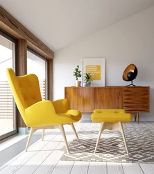 Mustard-colored chairs for the kitchen in the interior