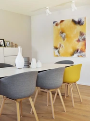 Mustard-colored chairs for the kitchen in the interior