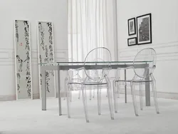 Transparent kitchen chairs in the interior