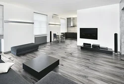 Gray Tiles On The Floor In The Living Room Interior