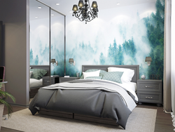 Wallpaper With Forest In The Bedroom Interior