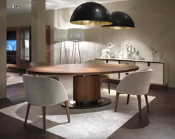 Kitchen design with oval table
