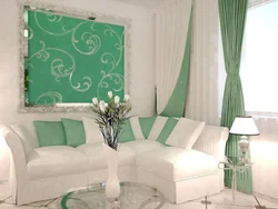 Mint beige living room interior