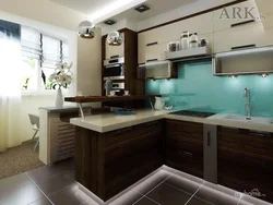 Blue brown kitchen photo