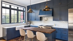 Blue Brown Kitchen Photo