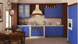 Голубо коричневая кухня фото