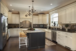 Kitchen interior in ivory color