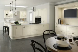 Kitchen interior in ivory color
