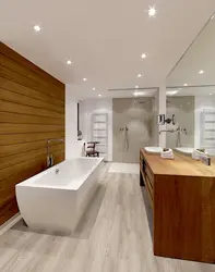 Bathroom interior white with wood