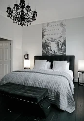 Black lamps in the bedroom interior