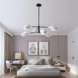 Black lamps in the bedroom interior