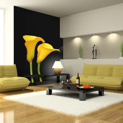 Интерьер гостиной желто черный