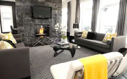 Living Room Interior Yellow-Black