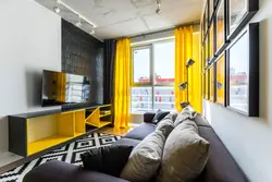Living room interior yellow-black