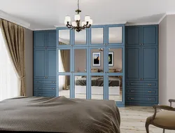 Interior With Blue Wardrobe In The Bedroom