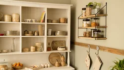 Open Shelves For The Kitchen On The Wall In The Interior