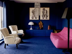 Indigo color in the living room interior