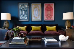 Indigo color in the living room interior