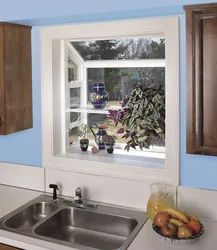 False window in the kitchen interior