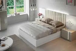 Double bed in bedroom interior photo