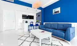 Сине белый интерьер гостиной