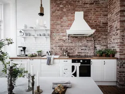 White brick in the kitchen interior photo