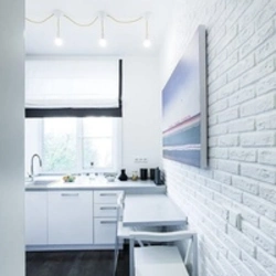 White brick in the kitchen interior photo