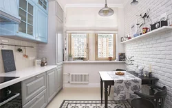 White brick in the kitchen interior photo