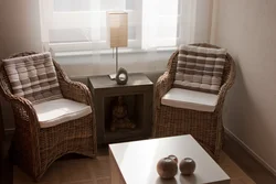 Baskets in the bedroom interior