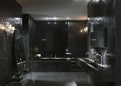 Интерьер ванной черный мрамор