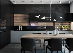 Kitchen design in black style