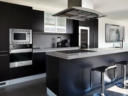 Kitchen design in black style