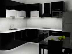 Kitchen design in black style