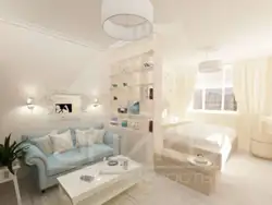 Прямоугольная гостиная спальня дизайн фото