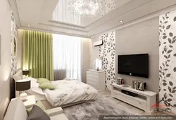 Rectangular living room bedroom design photo