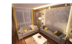 Rectangular living room bedroom design photo