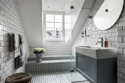 White brick bath design