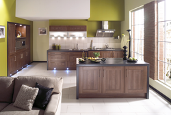 Brown tiles in the kitchen interior