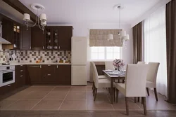 Brown Tiles In The Kitchen Interior