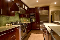 Brown tiles in the kitchen interior