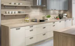 Light oak countertop in the kitchen interior