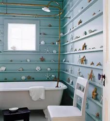 Ракушки в интерьере ванной комнаты