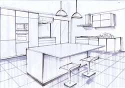 Interior kitchen design drawing