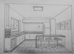 Interior kitchen design drawing