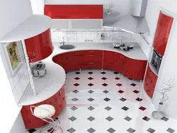 Small kitchen design in red