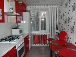 Small kitchen design in red