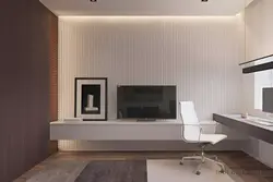 Белые рейки в интерьере гостиной на стене