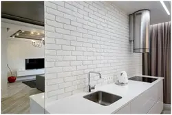 White brick in the kitchen interior photo