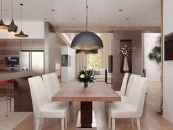 Kitchen and table in the same interior style